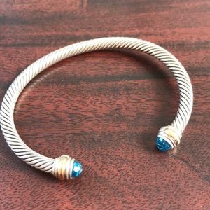 David Yurman blue topaz and gold cable bracelet
